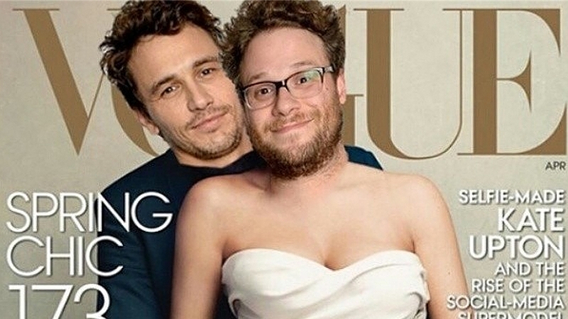 James Franco and Seth Rogen recreate Kim and Kanye's Vogue cover