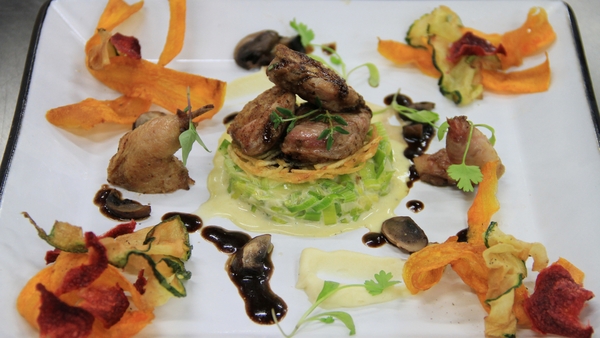 Pan fried quail with creamed leeks and parsnip pur