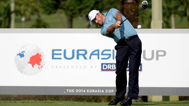 Graeme McDowell gets into the swing of things ahead of the EurAsia Cup