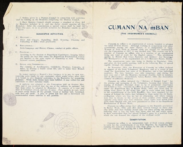 An early version of the Cumann na mBan constitution (Courtesy of the National Library of Ireland)