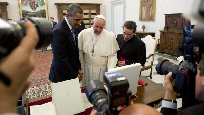 Barack Obama and Pope Francis exchanged gifts following their 50-minute meeting