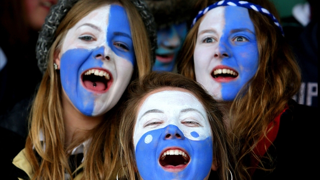 Sligo Grammar supporters cheer on their team at the Connacht Schools Senior Cup final