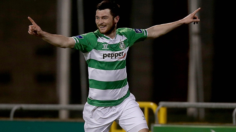 Ryan Brennan of Shamrock Rovers celebrates his early strike