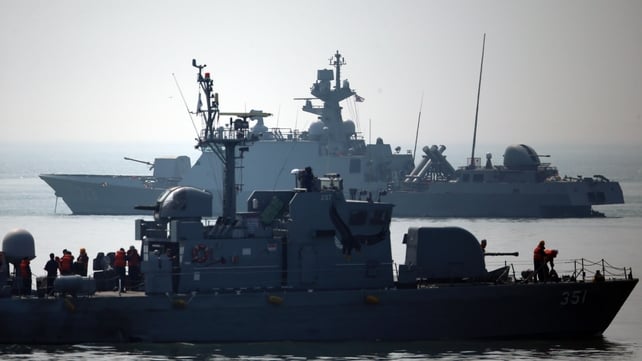 South Korean warships patrol waters near the inter-Korean western maritime demarcation line (Pic: EPA)