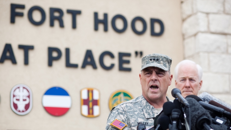 Lieutentant General Mark Milley, Fort Hood commander, speaks to the press about fatal shooting incident