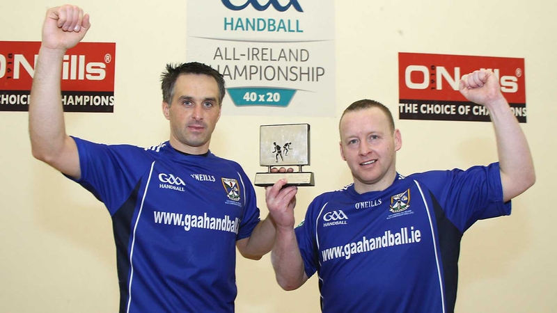 Paul Brady & Michael Finnegan celebrate their 2012 Senior Doubles final win