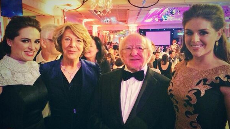 Gráinne Seoige; Sabina Coyne; President Michael D.Higgins and Síle Seoige