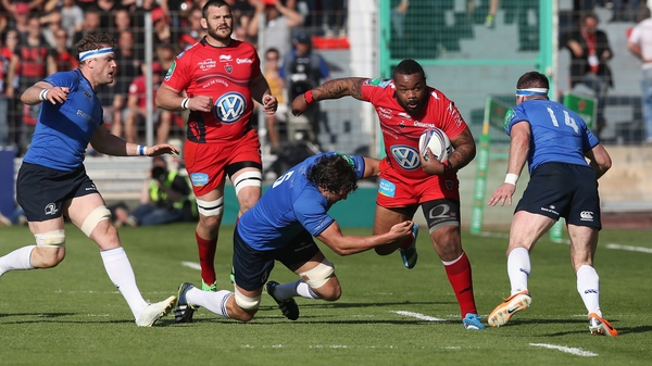 Mathieu Bastareaud of Toulon is tackled by Leinster's Mike McCarthy