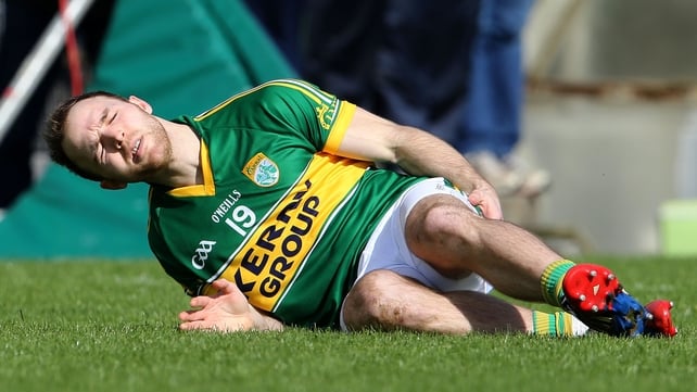 Kerry's Darran O'Sullivan feels the pain after going down injured against Cork at Austin Stack Park in Tralee