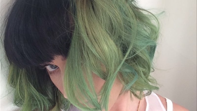 Katy Perry shows off her new 'slime green' locks