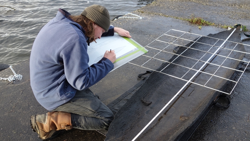 Recording a logboat from Rinnaknock Lough Corrib