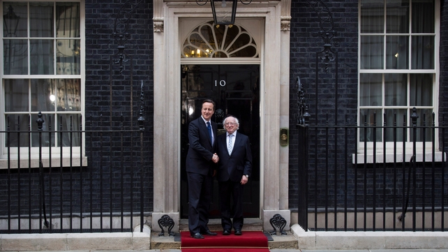 President Higgins and David Cameron meet at 10 Downing Street