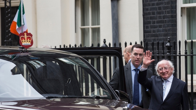 President Higgins leaves Downing Street to continue with his packed schedule