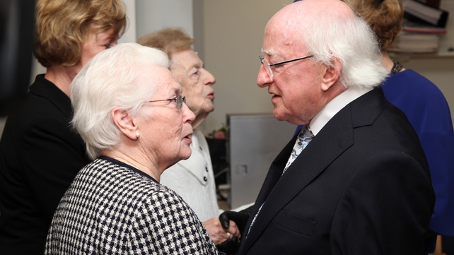 The President takes time to chat to many of the guests gathered for the event at UCLH