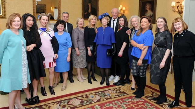 The President's wife attended a lunch at the Embassy focusing on the theme of Irish fashion and design
