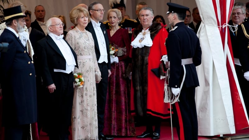President Higgins and his wife Sabina arriving for the banquet