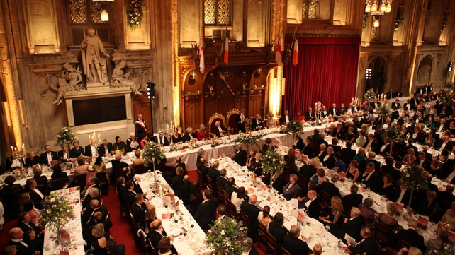 A general view of the guests at the Guildhall banquet