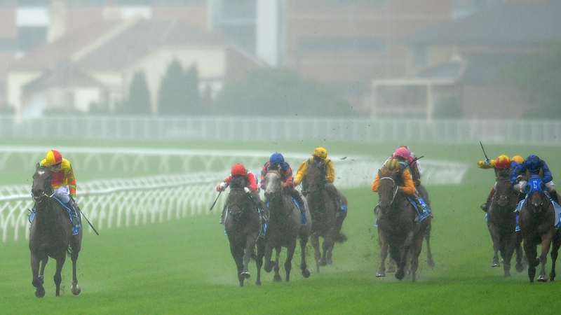 Craig Newitt riding Lankan Rupee (L) wining the Darley TJ Smith Stakes, a race in which Tom Hogan's Gordon Lord Byron finished sixth