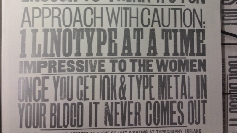 Typography Ireland's poster for Linotype: The Film. Credit; Clare Bell and Mary Plunkett