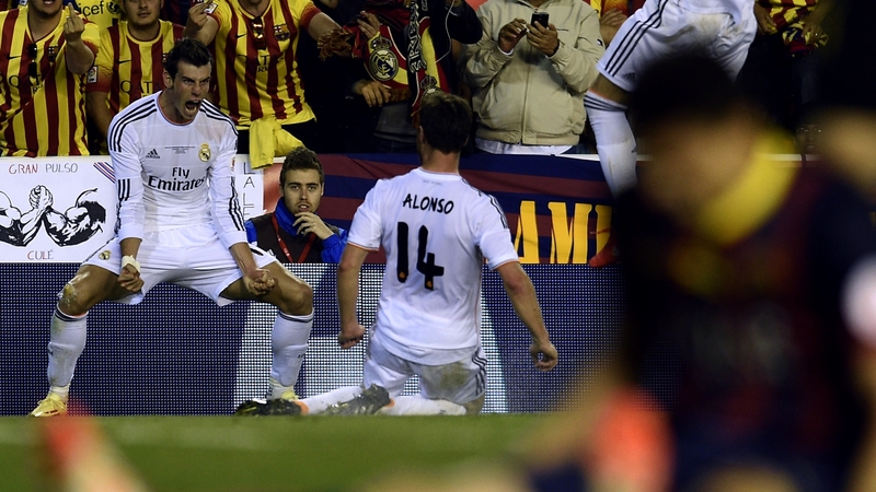Gareth Bale celebrates after scoring what proved to be the decisive goal