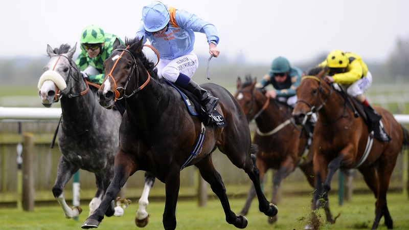 Ryan Moore riding Toormore (blue silks) go on to win the Craven