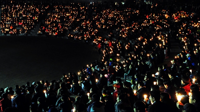 A candlelit vigil is held for the victims of South Korean ferry tragedy