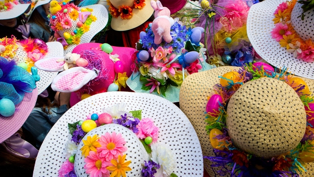 People wear bonnets during the Easter Parade and Bonnet Festival along 5th Avenue in New York