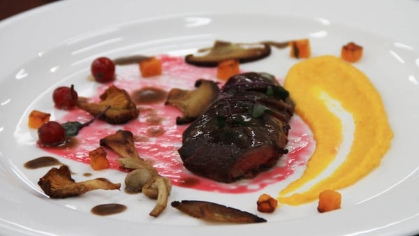 Pan-fried Wood Pigeon with Carrot Purée, Butternut