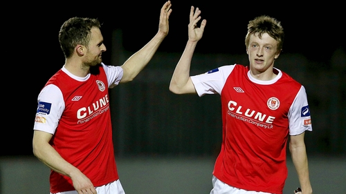 Chris Forrester (right) grabbed another wonder goal for Saints in their facile victory over Drogheda