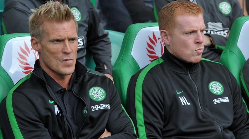 Johan Mjallby (L) was Neil Lennon's assistant at Celtic from 2010-2014