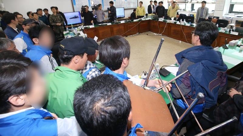 Angry family members of the victims visited a government office in charge of dealing with the incident