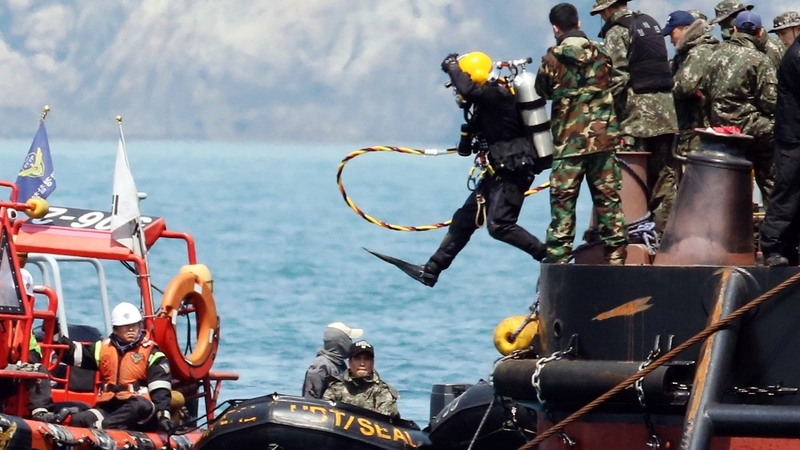 Search conditions inside the ferry are still challenging (Pic: EPA)