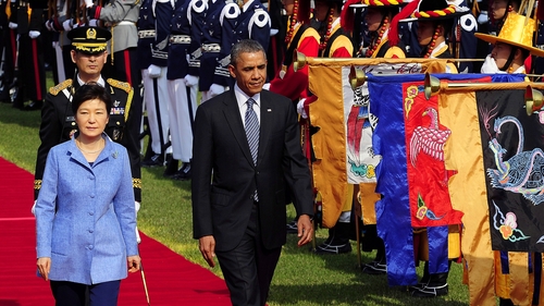 US President Barack Obama is on a two-day visit to South Korea
