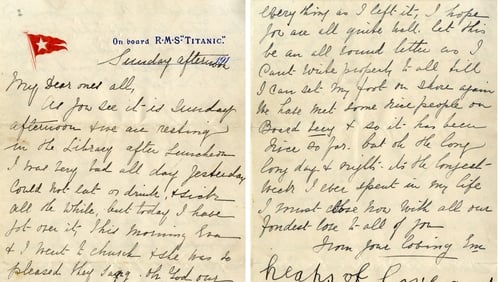 The letter was penned by second class passenger Esther Hart just hours before the liner struck an iceberg