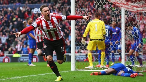 Connor Wickham celebrates scoring the opening goal for Sunderland