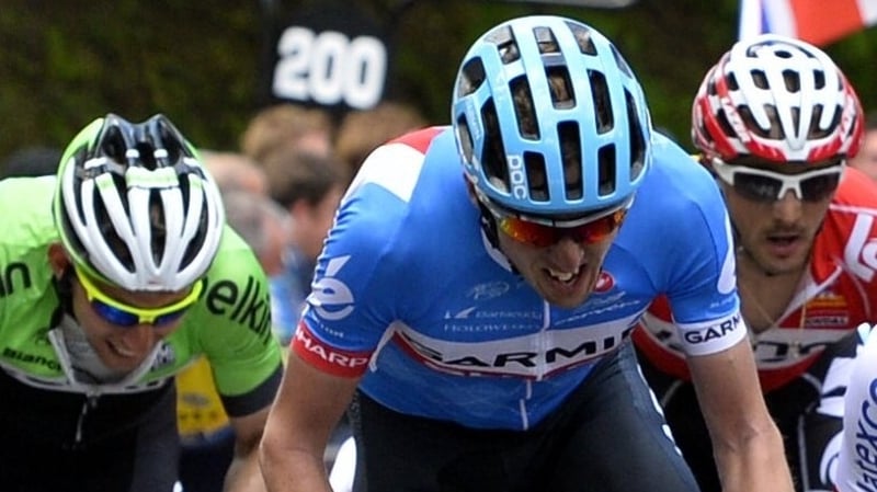 Dan martin crashed on the final corner in Liege