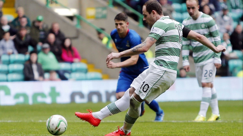 Anthony Stokes completes his hat-trick from the penalty spot against Inverness