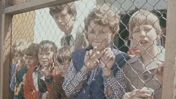 Children watch construction of Second Tower