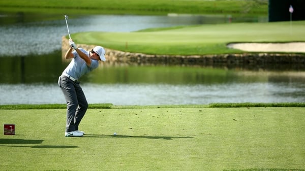Rory McIlroy plays off the 17th tee box at Quail Hollow