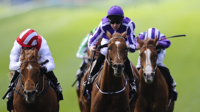 Kieren Fallon riding Night Of Thunder (L) wins The Qipco 2000 Guineas Stakes at Newmarket