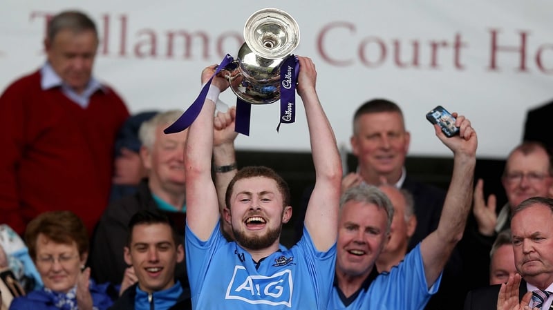 Dublin captain Jack McCaffrey lifts the cup