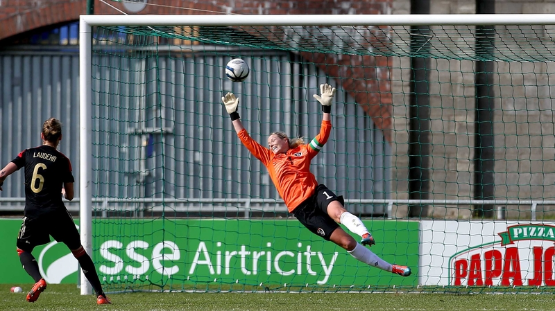Emma Byrne pulled off a string of saves to prevent a more emphatic win for Germany