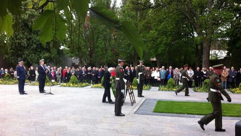 President Michael D Higgins lays a wreath at the grave of executed 1916 Rising leaders