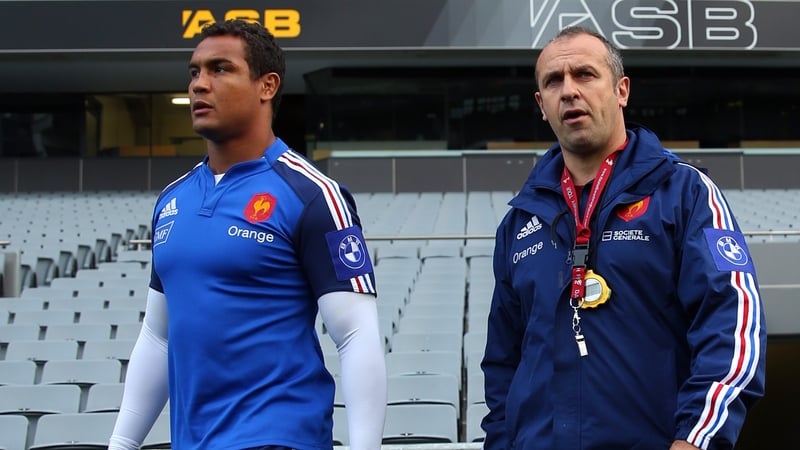 French coach Philippe Saint-Andre (R) and captain Thierry Dusautoir (L) during France's tour to New Zealand last summer