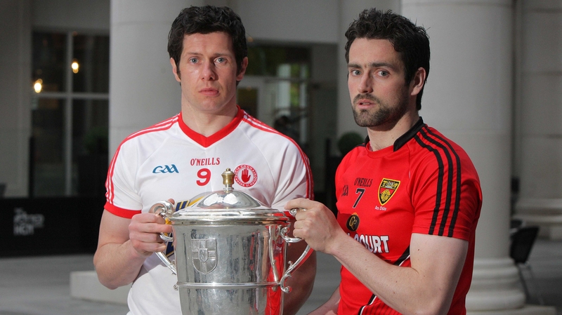 Tyrone's Seán Cavanagh and Kevin McKernan of Down at the launch of this year's Ulster Championship