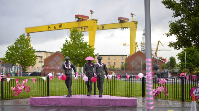 Even the statues on the Newtownards Road got in the act