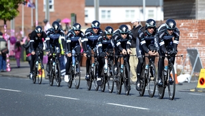 Team Sky warm up ahead of the start of the Giro in Belfast on Friday