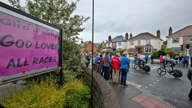 A sign outside a church as the teams make their way up the Newtonards Road