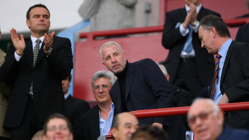 Villa chairman Randy Lerner (centre) takes his seat during the Barclays Premier League match between Aston Villa and Tottenham at Villa Park earlier this season