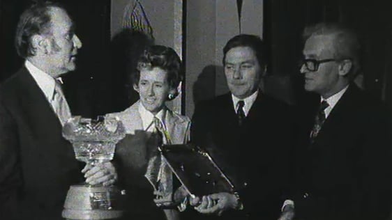 Charles Mitchel and Gay Byrne at the Deaf Association Awards (1973)